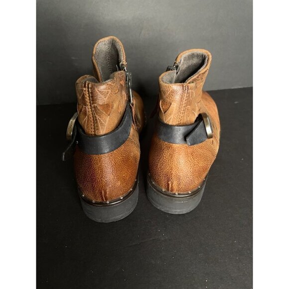 Miz Mooz Mizmooz Erie Brandy Brown Leather Buckle Ankle Boots Size 37 6.5 NEW - Picture 7 of 9